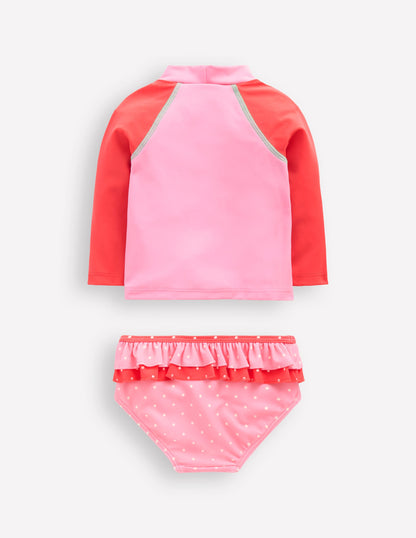 Badeshirt-Set mit Rüschen-Kaugummirosa Erdbeere