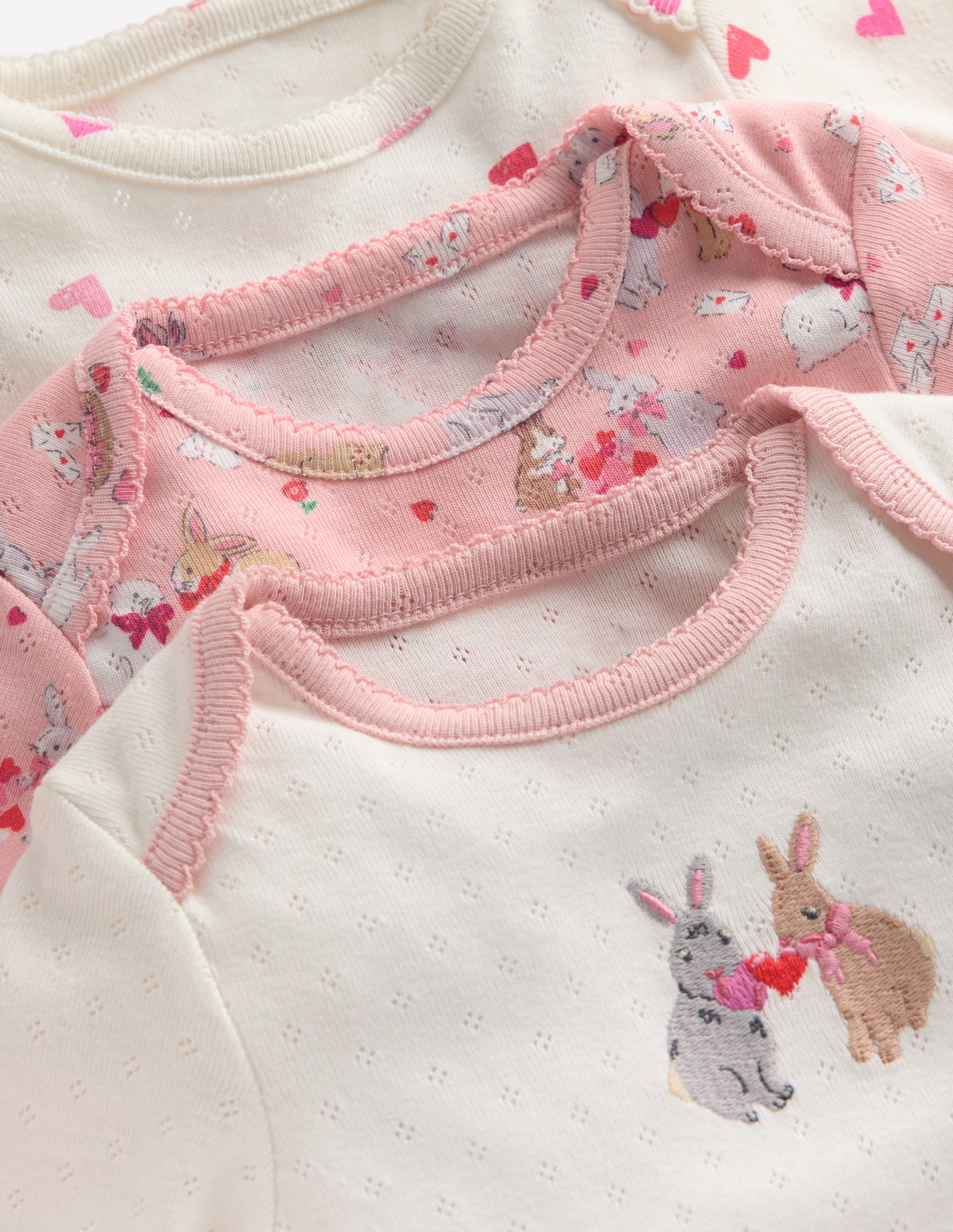 3 bodies en pointelle-Lapins amoureux rose - Image 3
