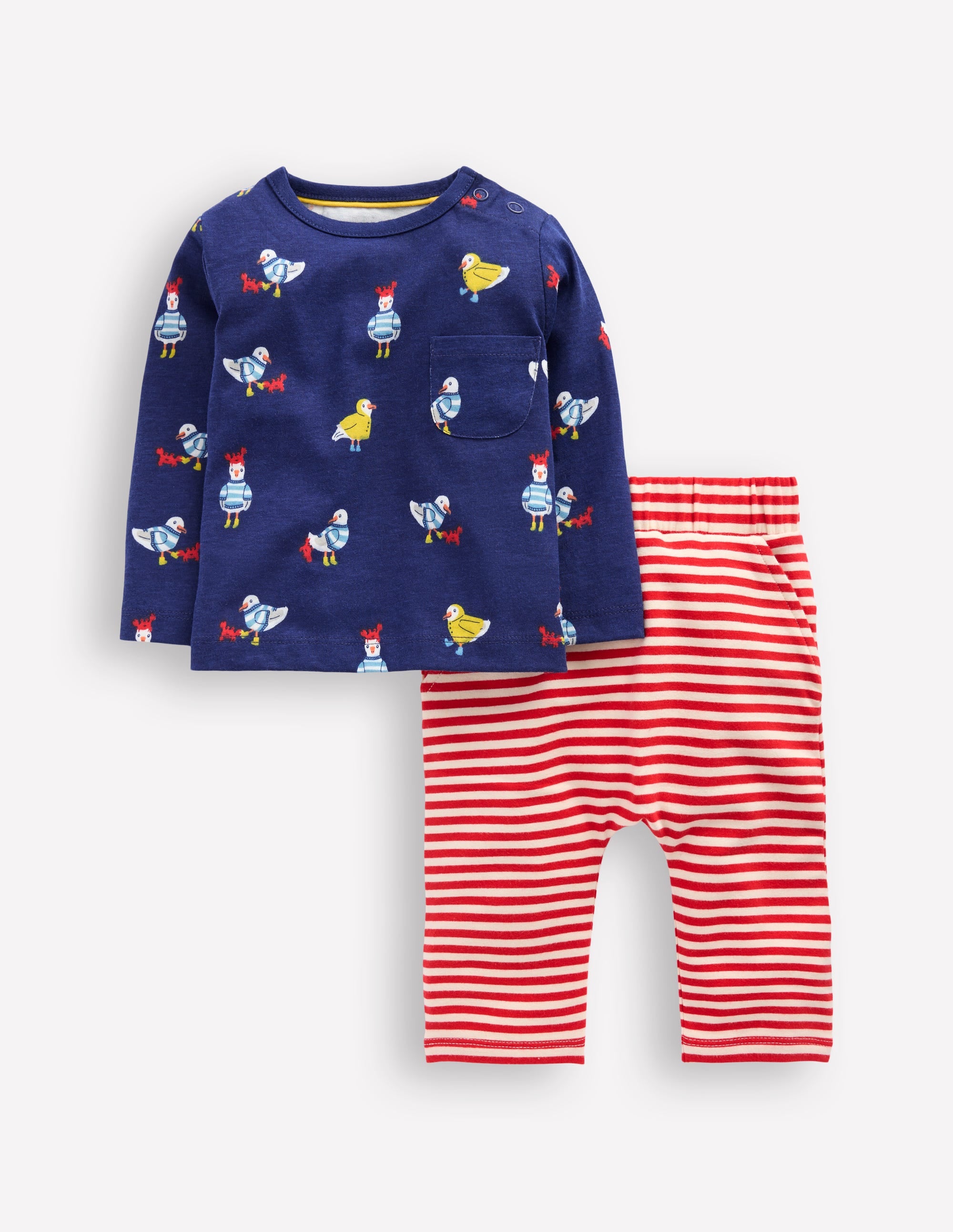 Ensemble imprimé en jersey-Mouettes bleu tribord - Image 1