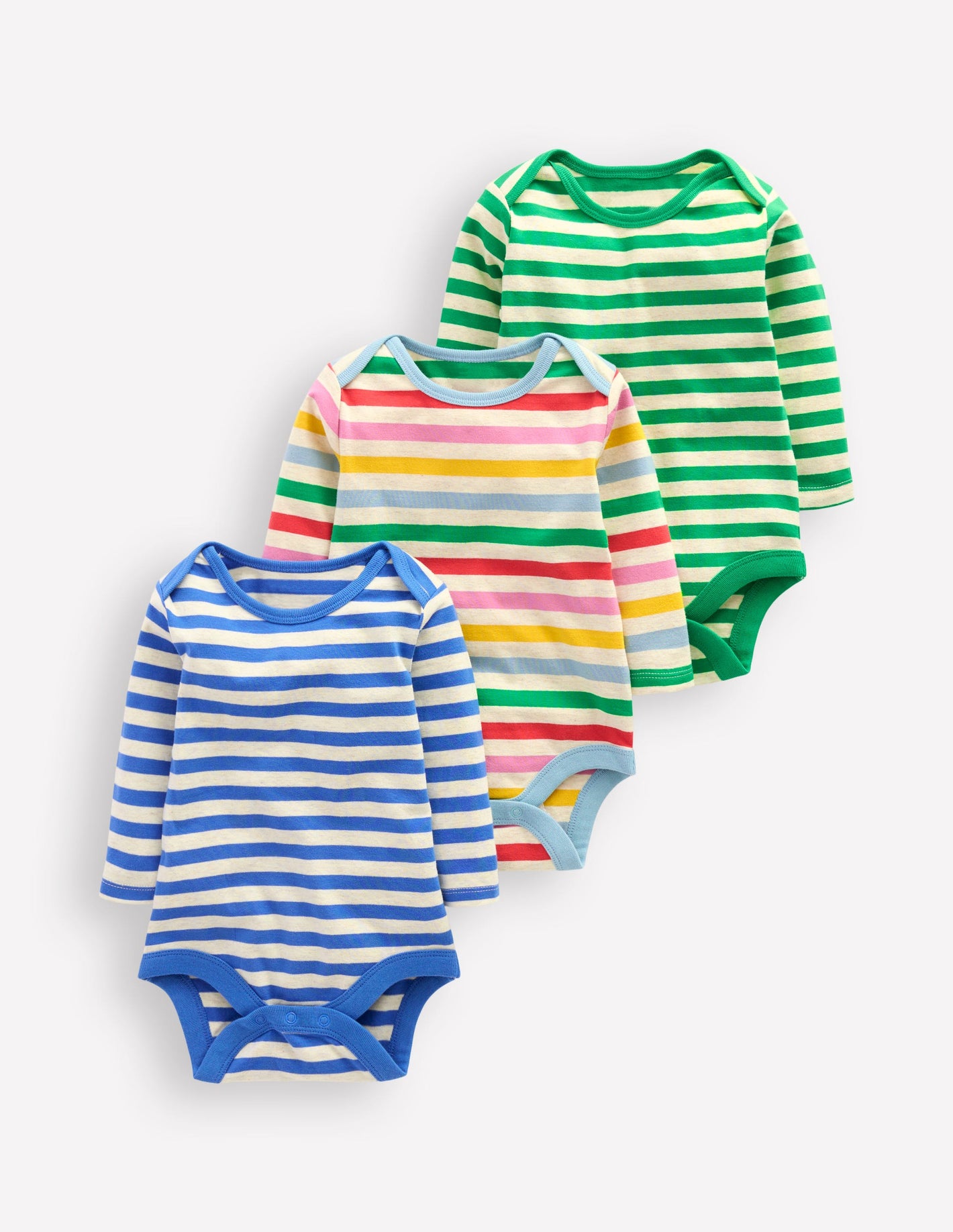 Boys 3 Pack Bodies-Oatmeal Multi Stripe