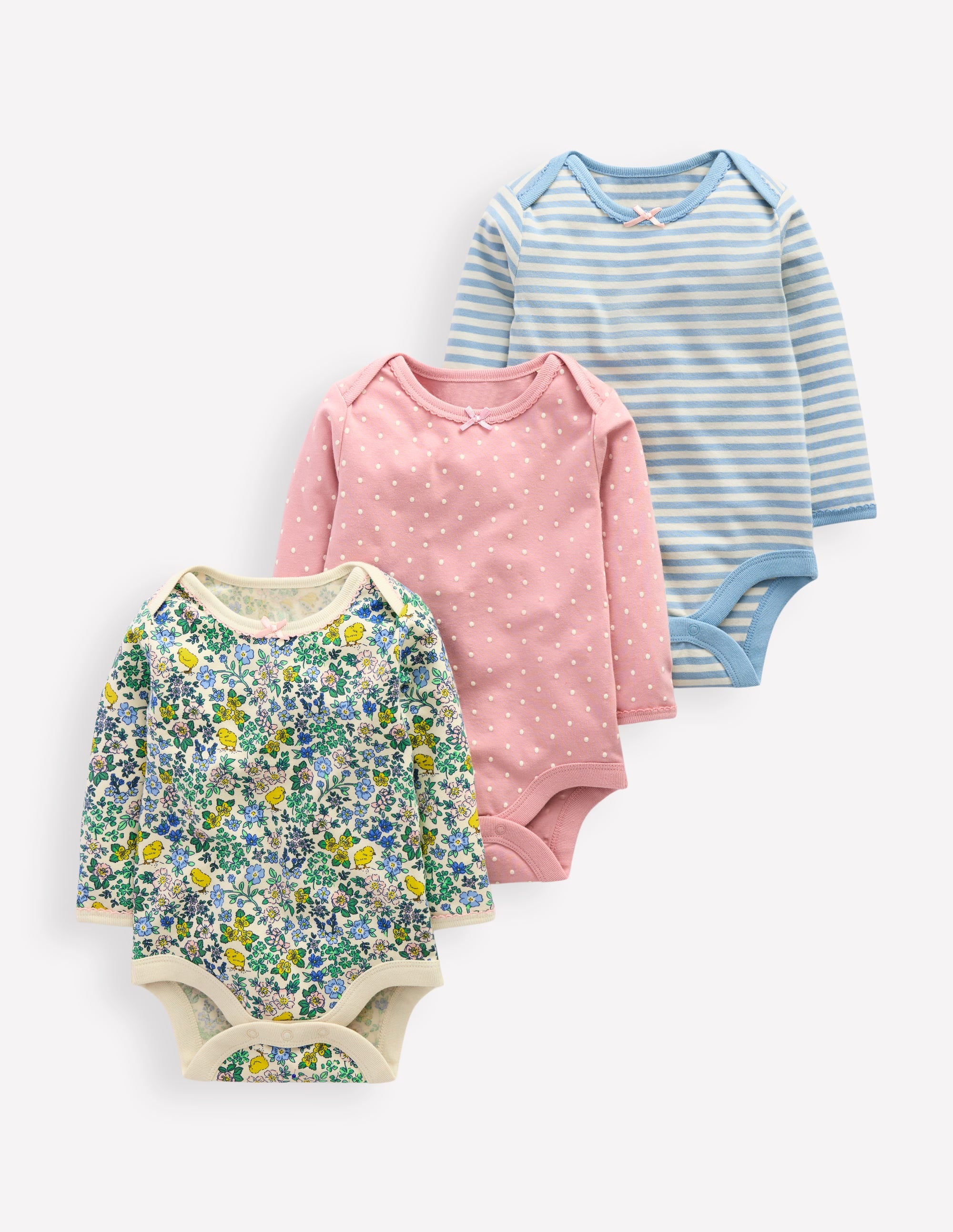 3 bodies imprimés-Floral poussin - Image 1