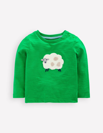 T-shirt à logo en bouclé-Vert printemps