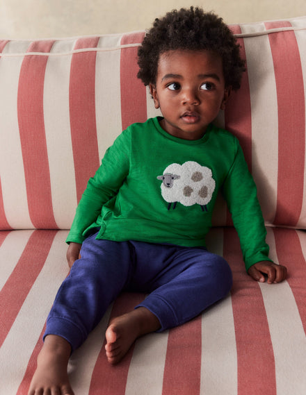 T-shirt à logo en bouclé-Vert printemps