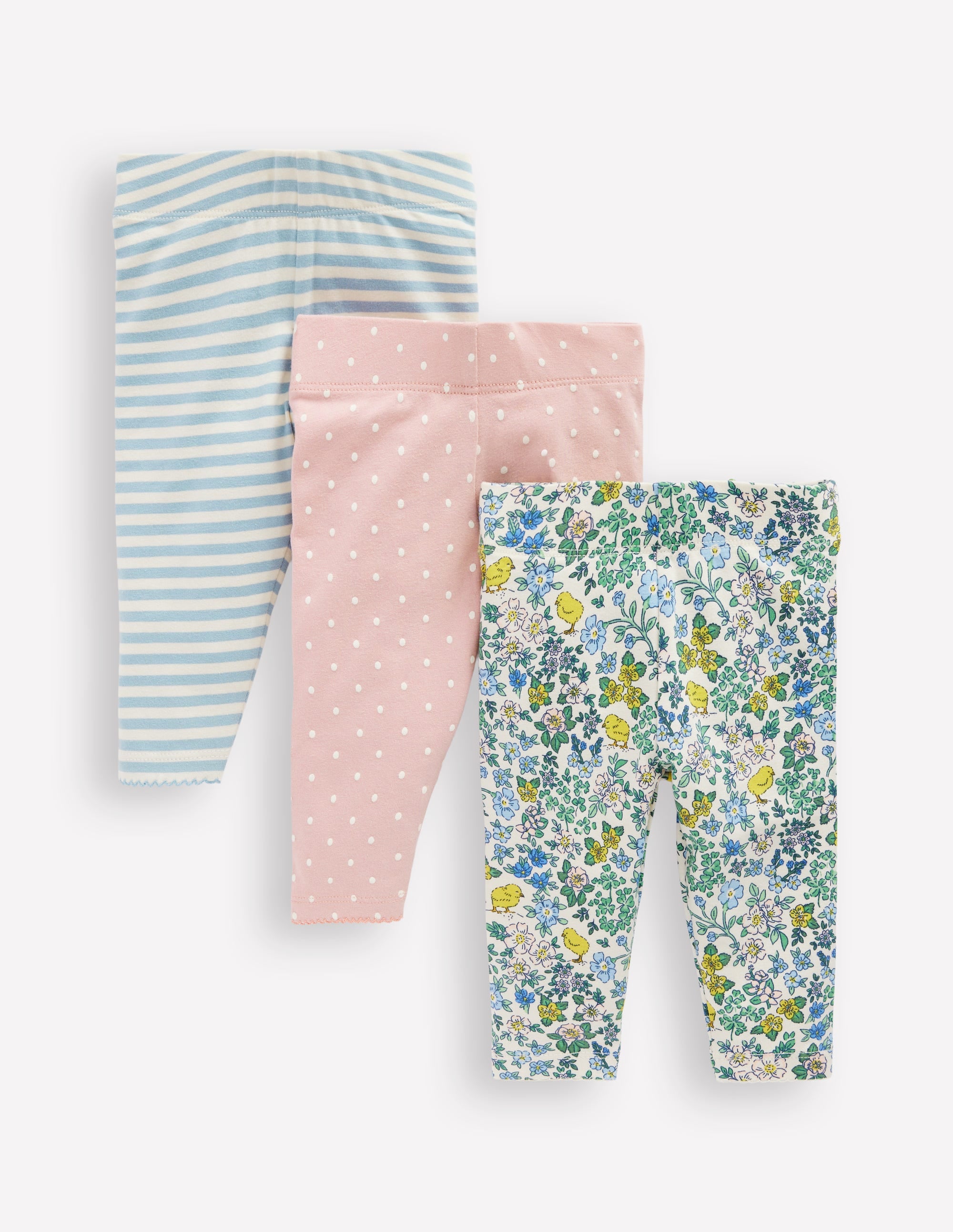 3 leggings en coton-Motif floral poussin multi - Image 1