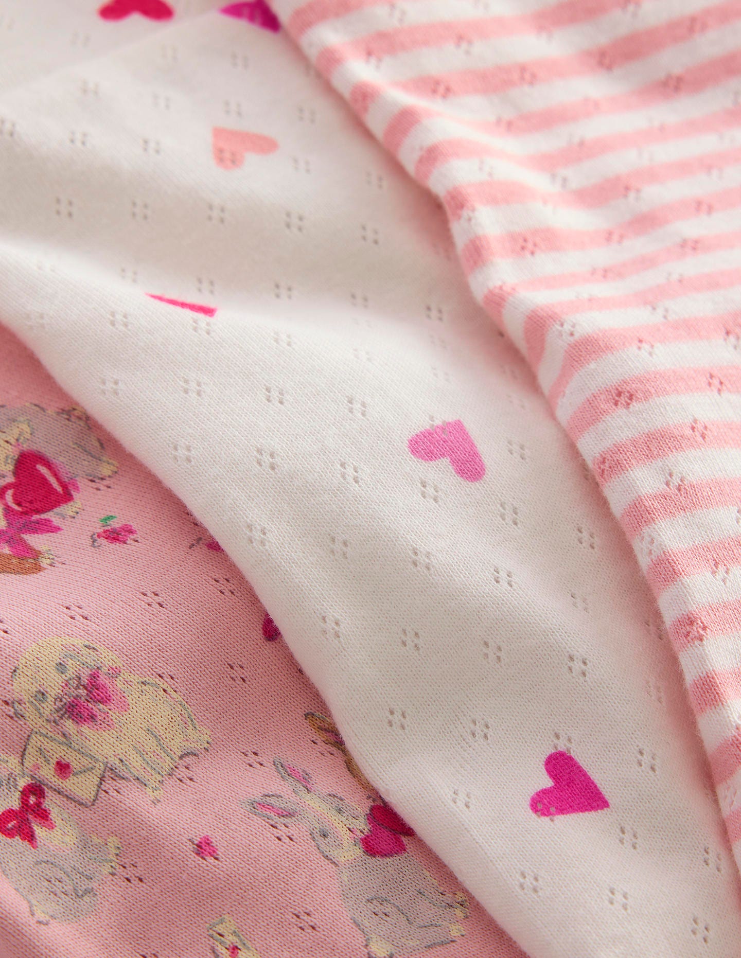 3 leggings en pointelle-Lapins amoureux rose - Image 2