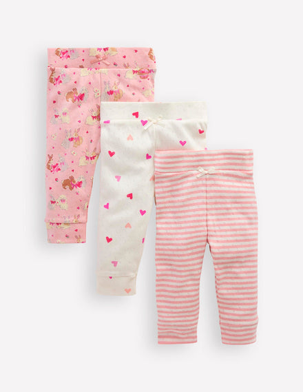 3 leggings en pointelle-Lapins amoureux rose