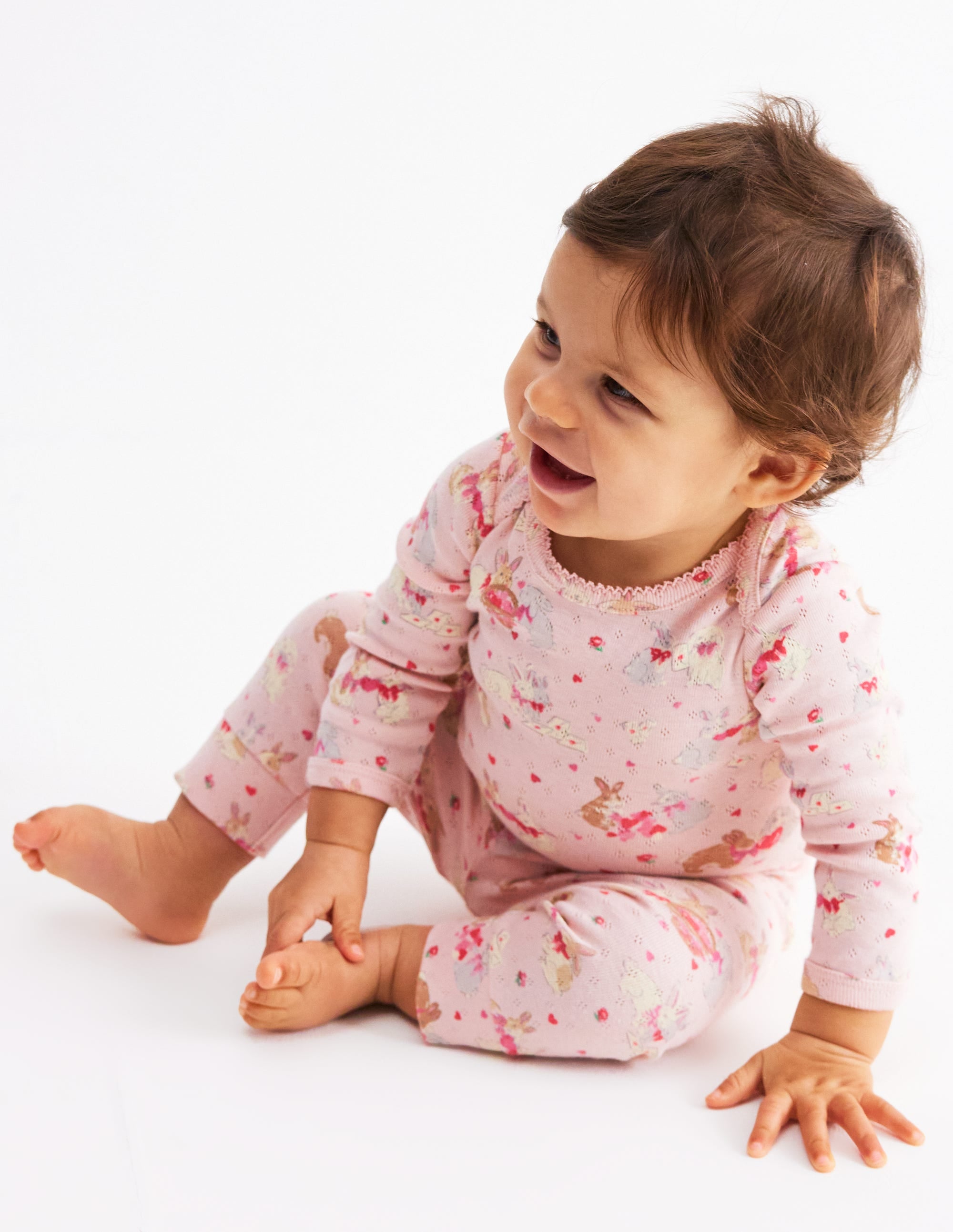 3 leggings en pointelle-Lapins amoureux rose - Image 3