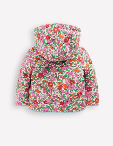 Veste à capuche matelassée-Fleur de pommier rose