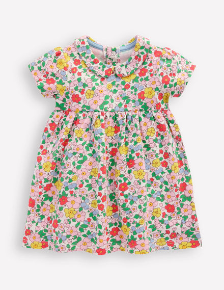 Robe col Claudine en jersey-Fleur de pommier blanc vanille