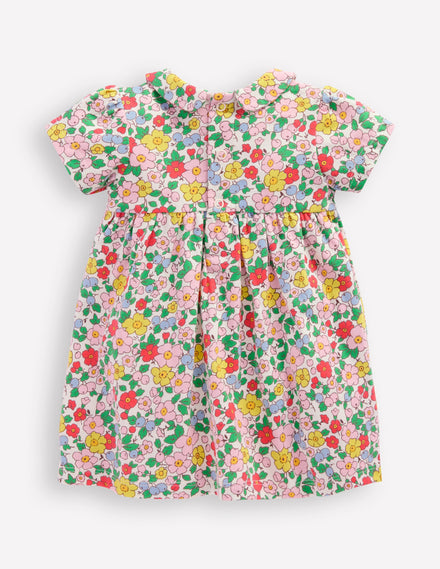 Robe col Claudine en jersey-Fleur de pommier blanc vanille