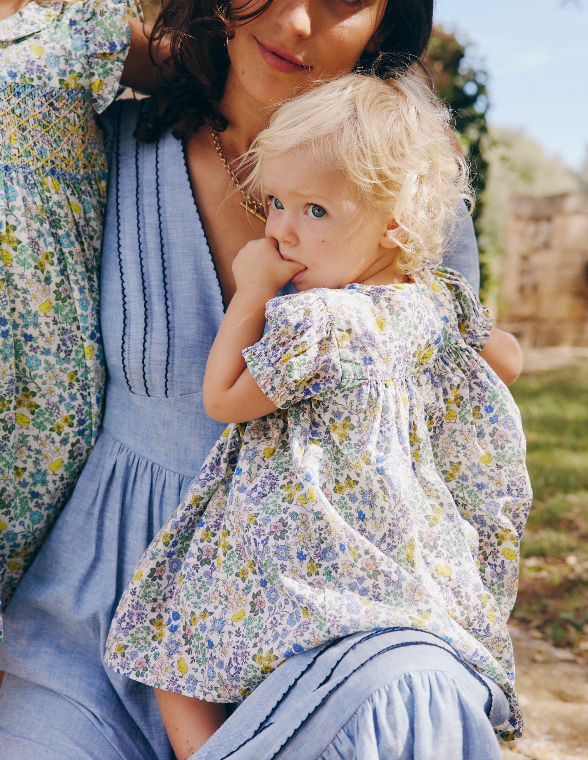 Robe tissée froncée-Motif floral poussin multi - Image 4