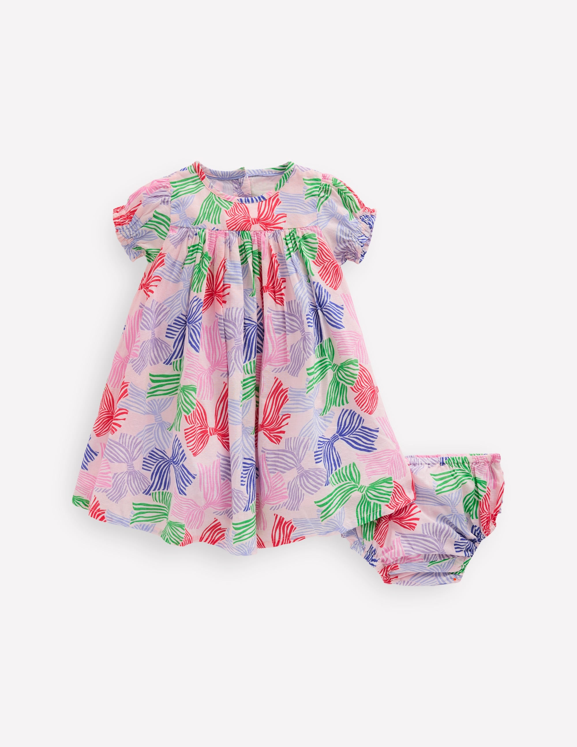 Gerafftes, gewebtes Kleid-Französisches Rosa Schleifen - Image 1