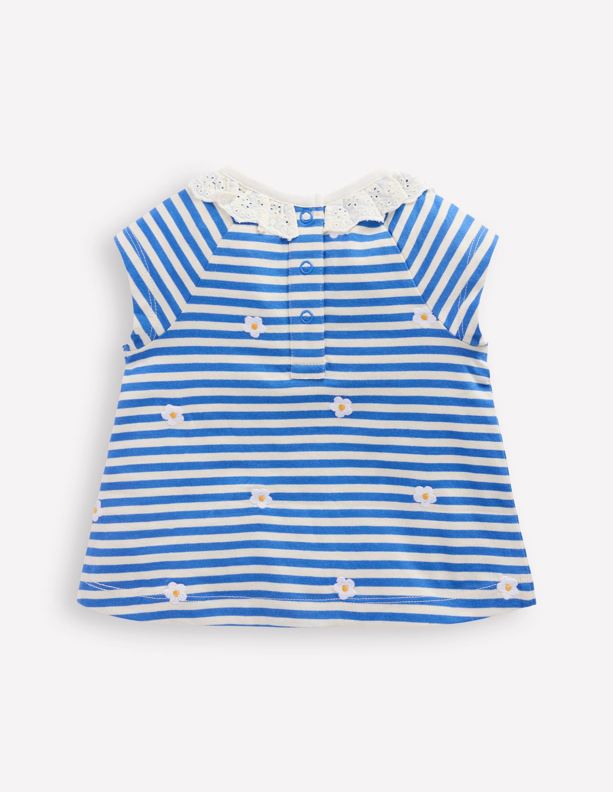 Besticktes Jerseyoberteil-Pfauenfeder-Blau/Sanftes Naturweiß - Image 2