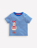 T-shirt à appliqué fun-Ivoire doux/bleu martin-pêcheur