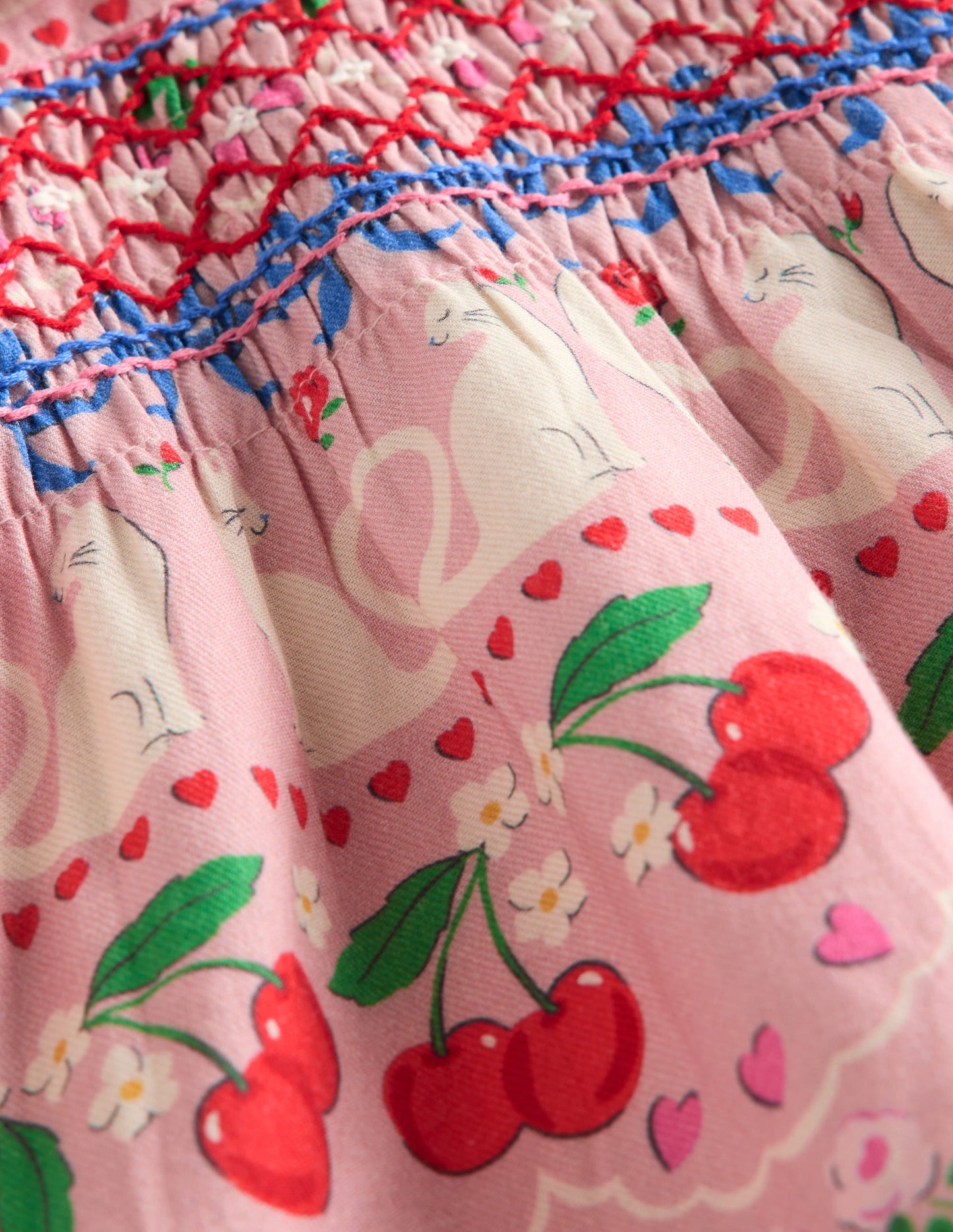 Woven Party Dress-Pink Valentines Bunnies