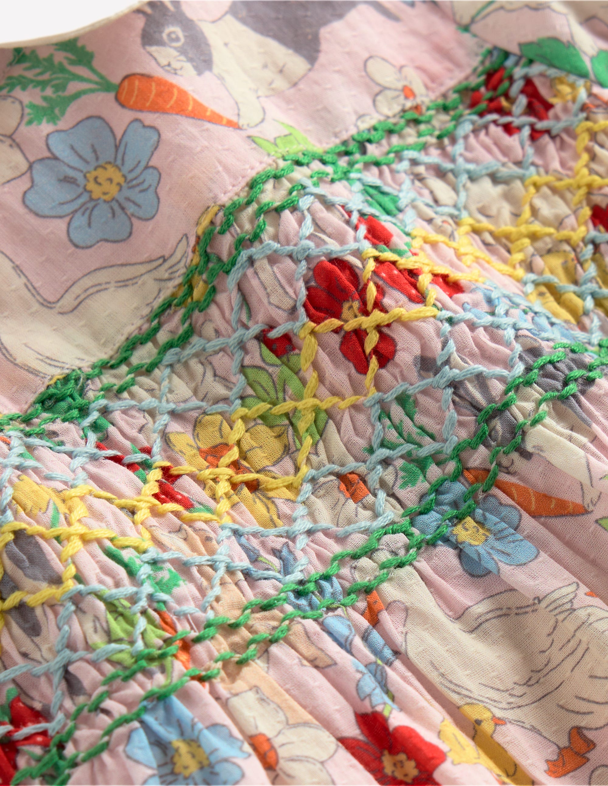 Robe traditionnelle à smocks-Motif Spring Meadow rose français - Image 3