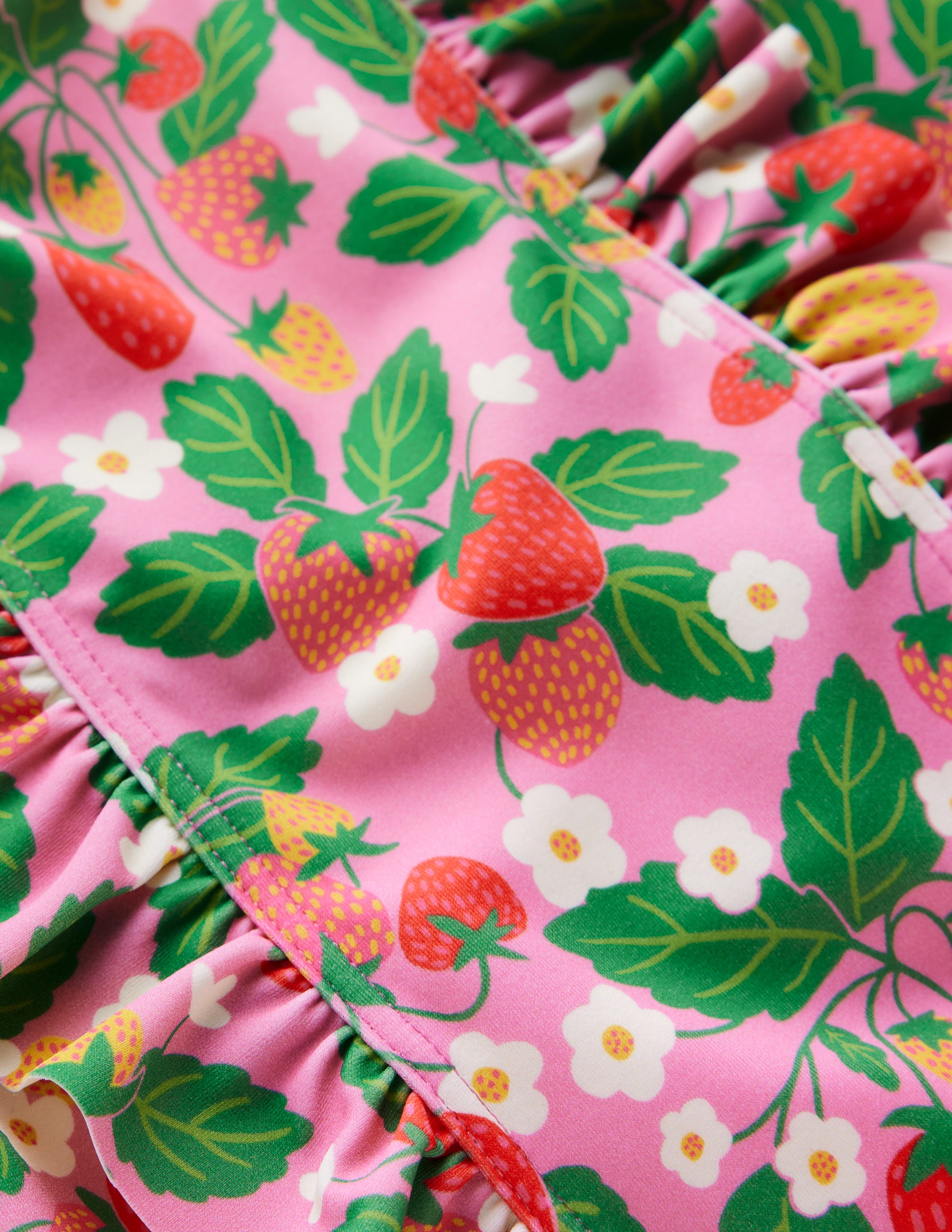 Maillot de bain à volants-Motif fraisier rose - Image 3