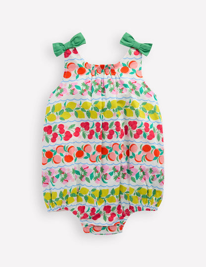 Girls Bubble Romper-Multi Fruit Stripe