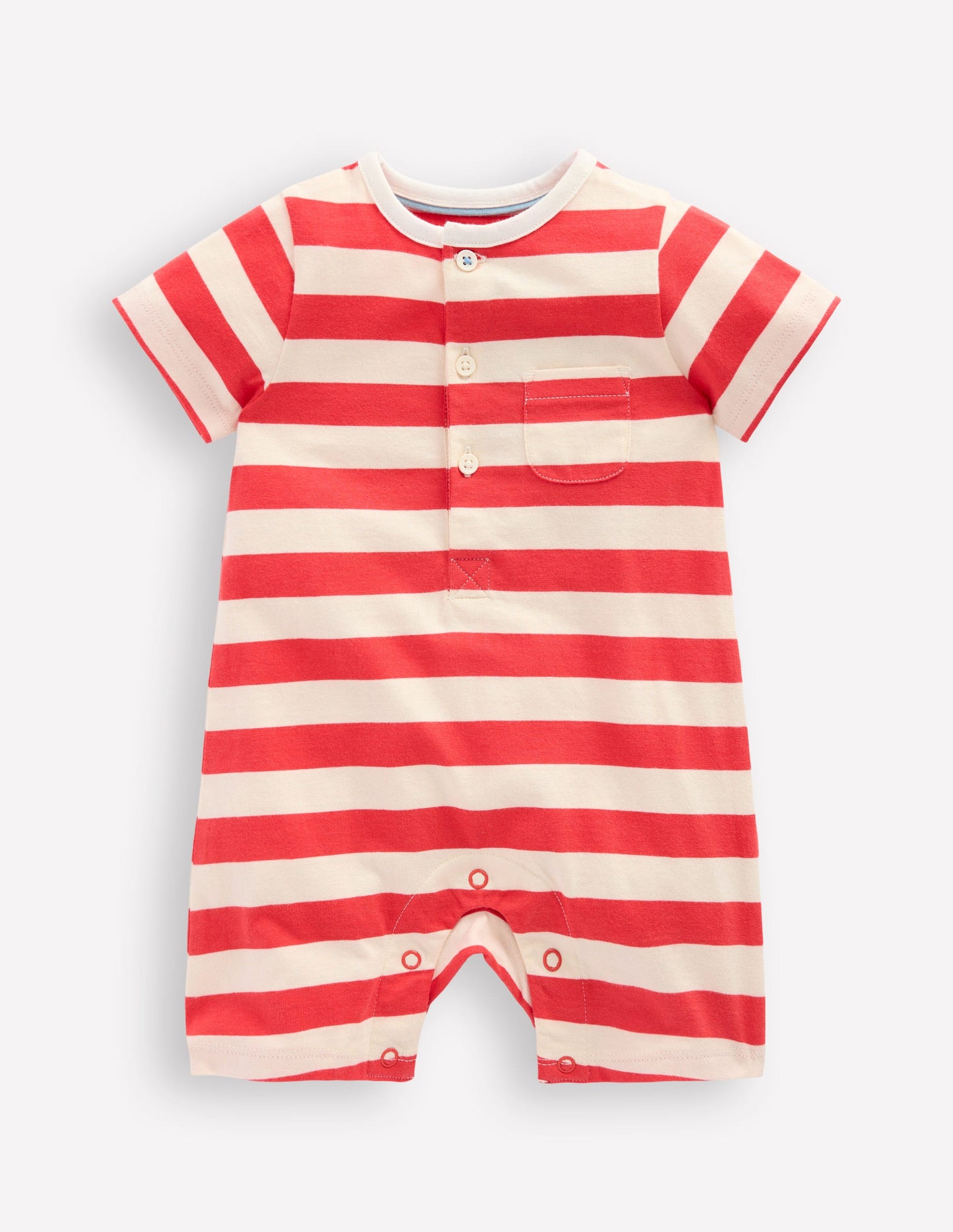 Jersey Romper-Jam Red and Ivory Stripe