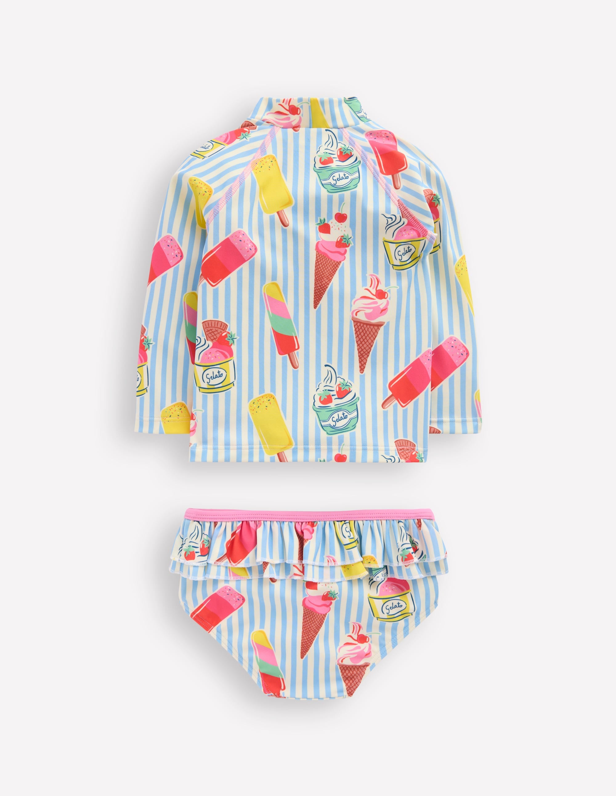 Ensemble avec haut de plage volanté-Glaces bleu vintage - Image 2