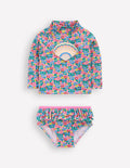 Badeshirt-Set mit Rüschen-Bunt Blumenbeet Muschel