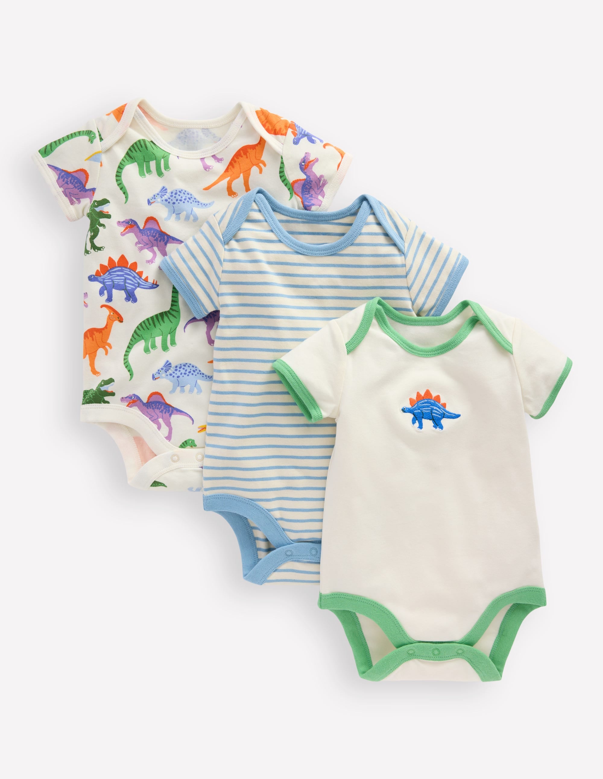 Bodys mit Dinosaurier-Motiv im 3er-Pack-Bunt, Dinosaurier - Image 1