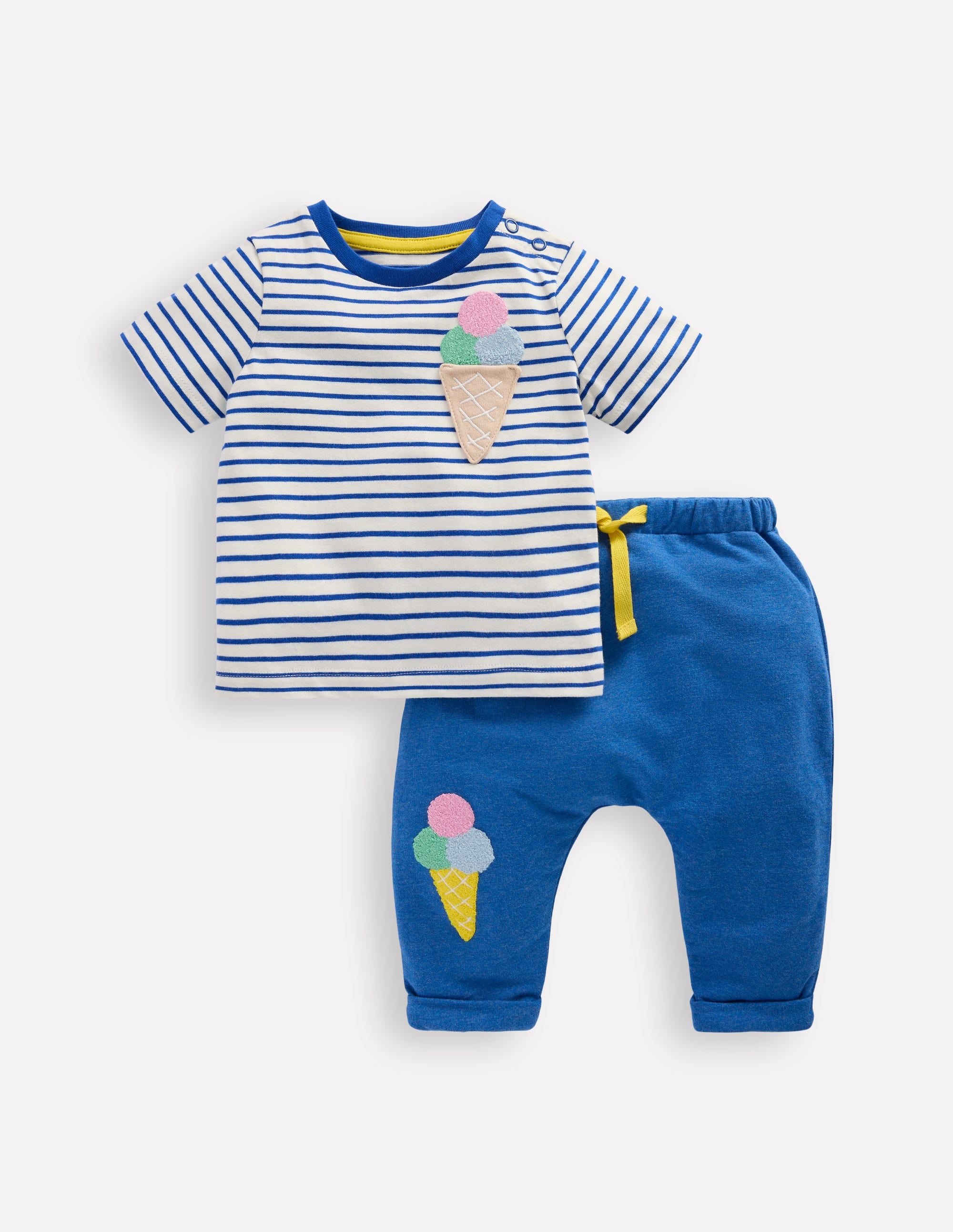 Ensemble en jersey bouclé-Ivoire doux et bleu vif - Image 1