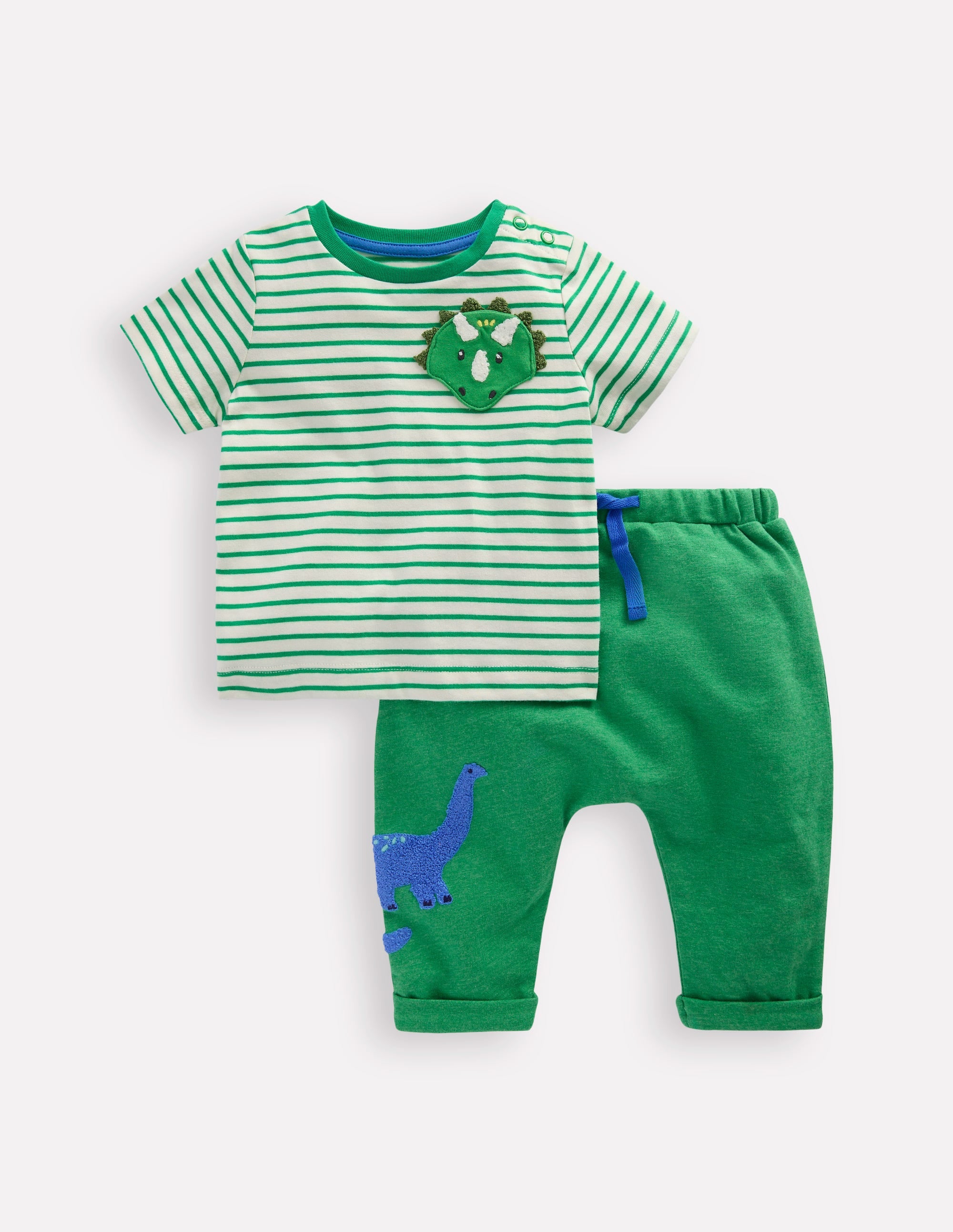 Ensemble en jersey bouclé-Ivoire doux et vert printemps - Image 1