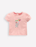 T-Shirt mit Puffärmeln und Logo für Mädchen-Kreiderosa Maifeiertags-Häschen