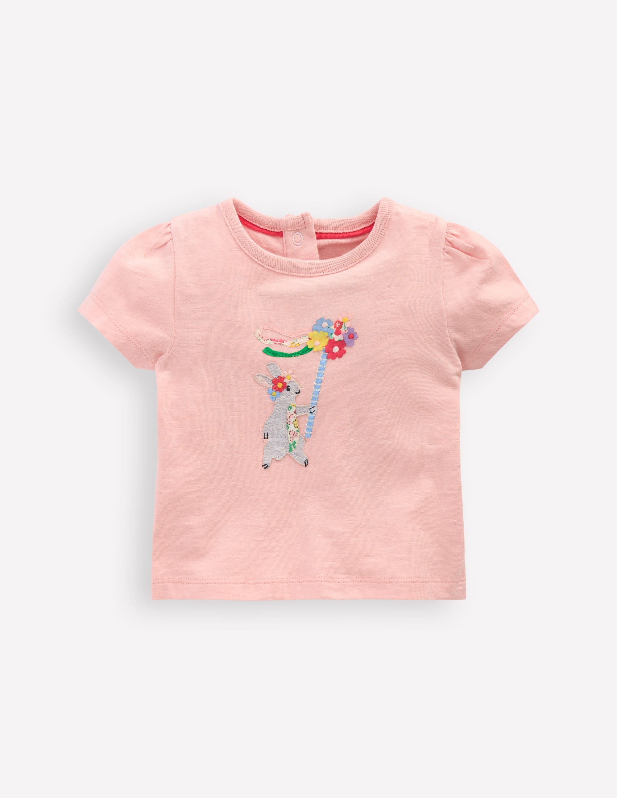 T-shirt à manches bouffantes avec logo fille-Motif May Day Bunny rose craie - Image 1