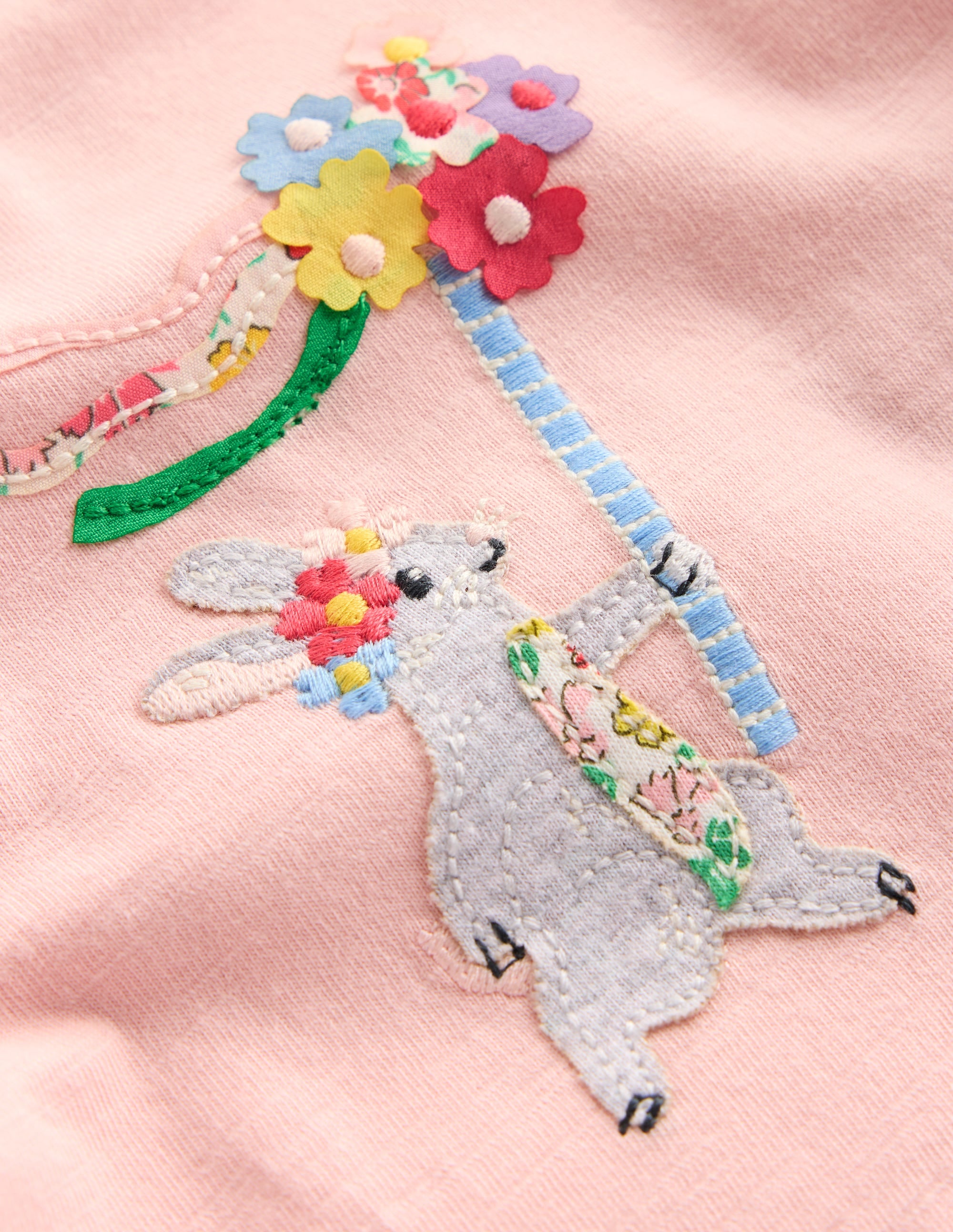 T-shirt à manches bouffantes avec logo fille-Motif May Day Bunny rose craie - Image 3