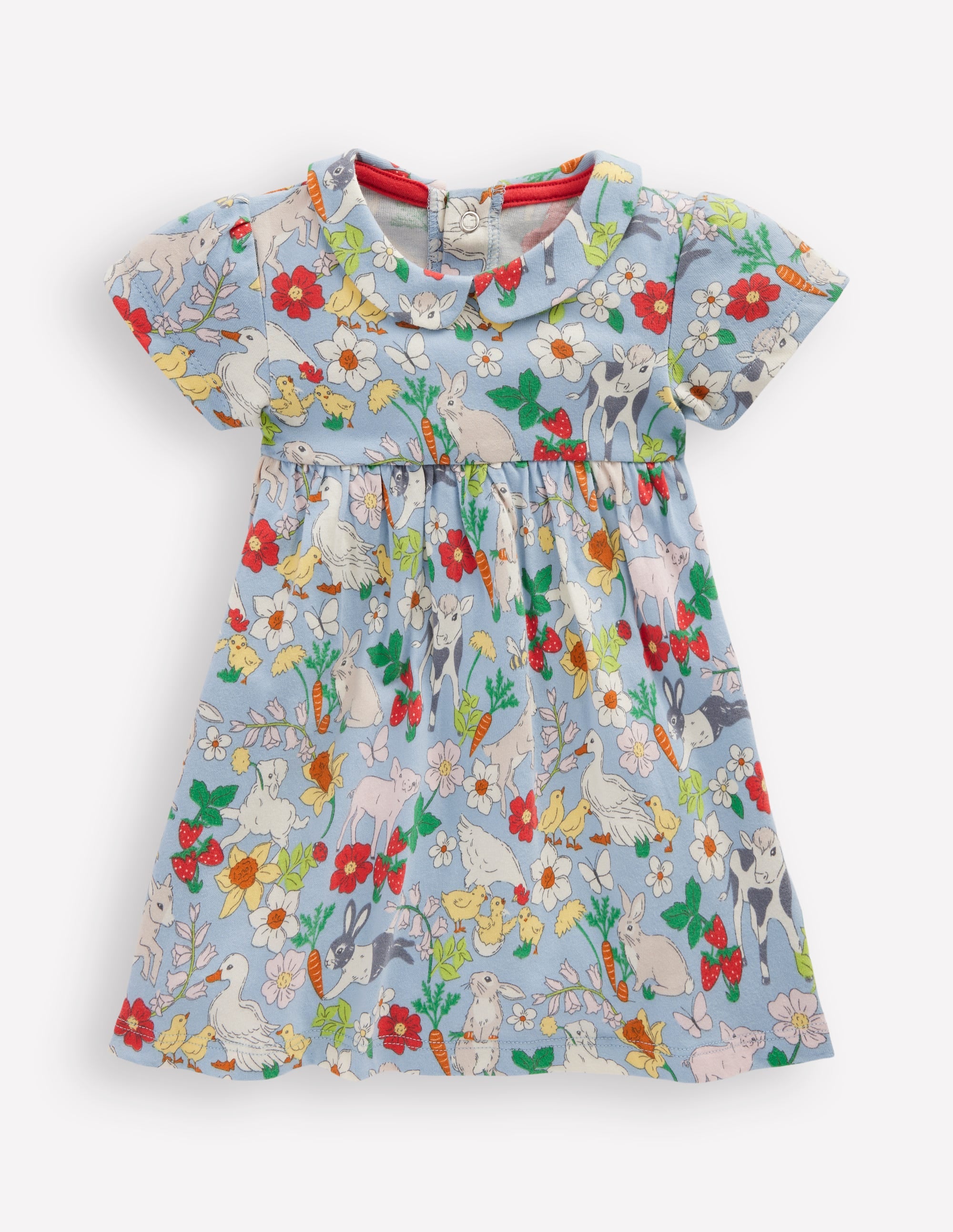 Jerseykleid mit Peter-Pan-Kragen-Nebliges Blau Frühlingswiese - Image 1