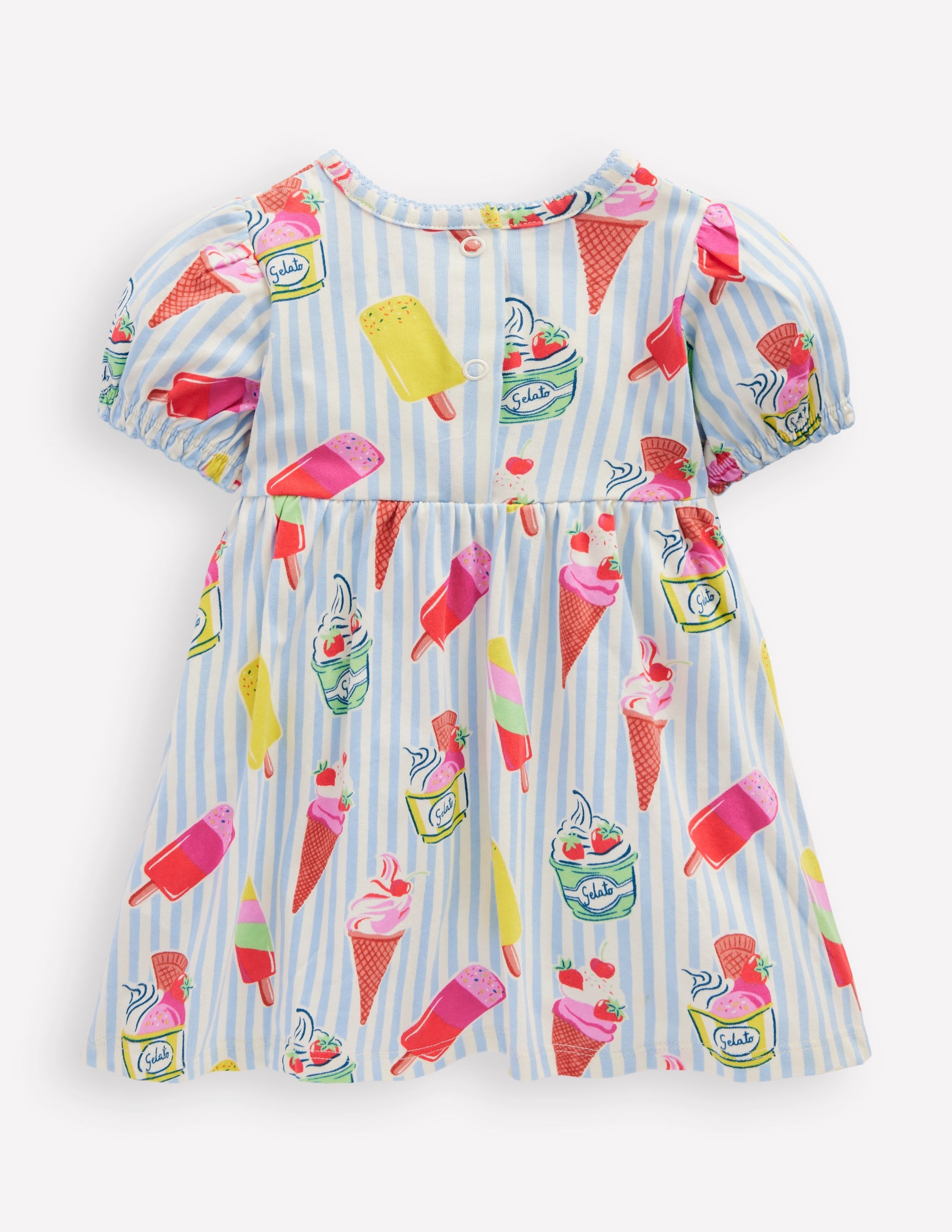 Gerafftes Jerseykleid-Blau, Eiscreme - Image 2