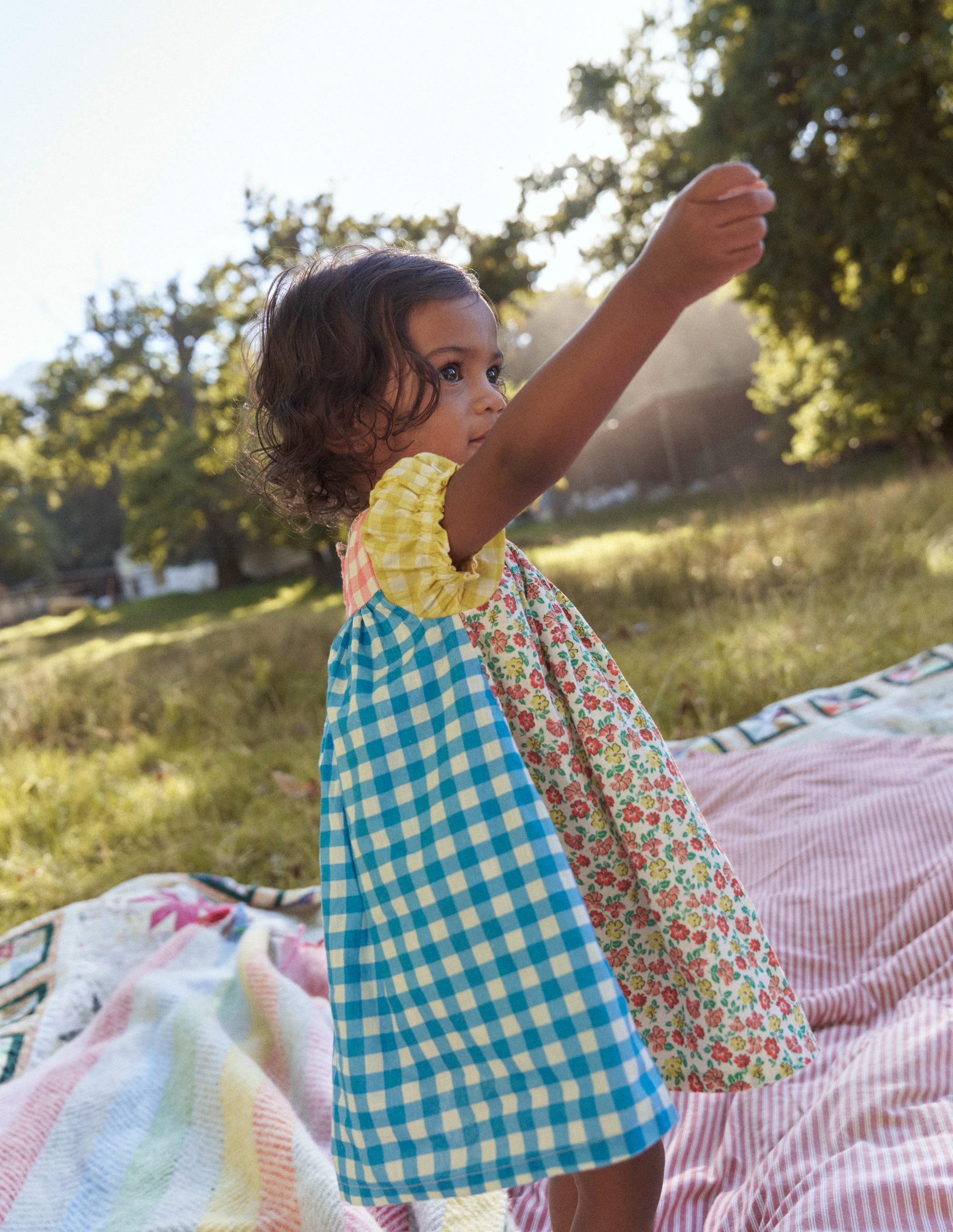 Gathered Woven Dress-Hotchpotch Multi - Image 8