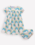 Gerafftes, gewebtes Kleid-Kokosnussmilch Regenbogen Muscheln