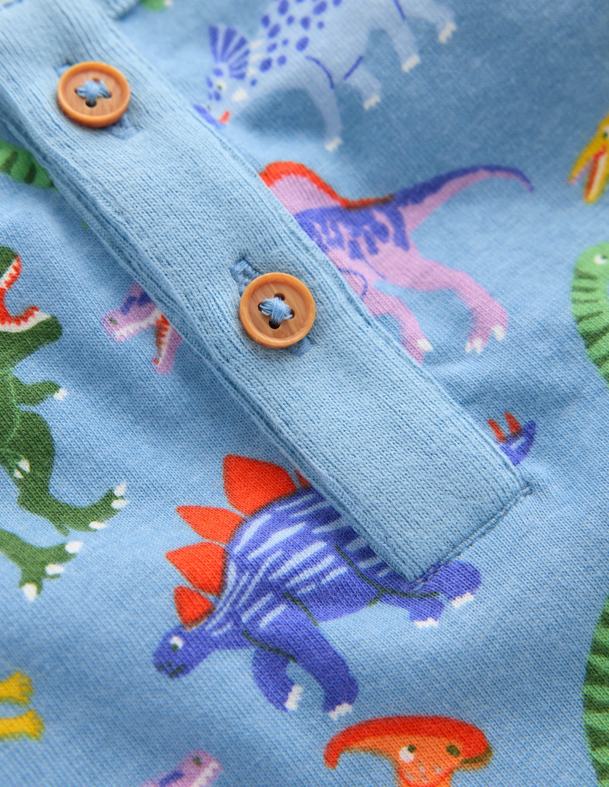 Kurzärmliges, bedrucktes Spielset-Vintage-Blau Dinosaurier - Image 3