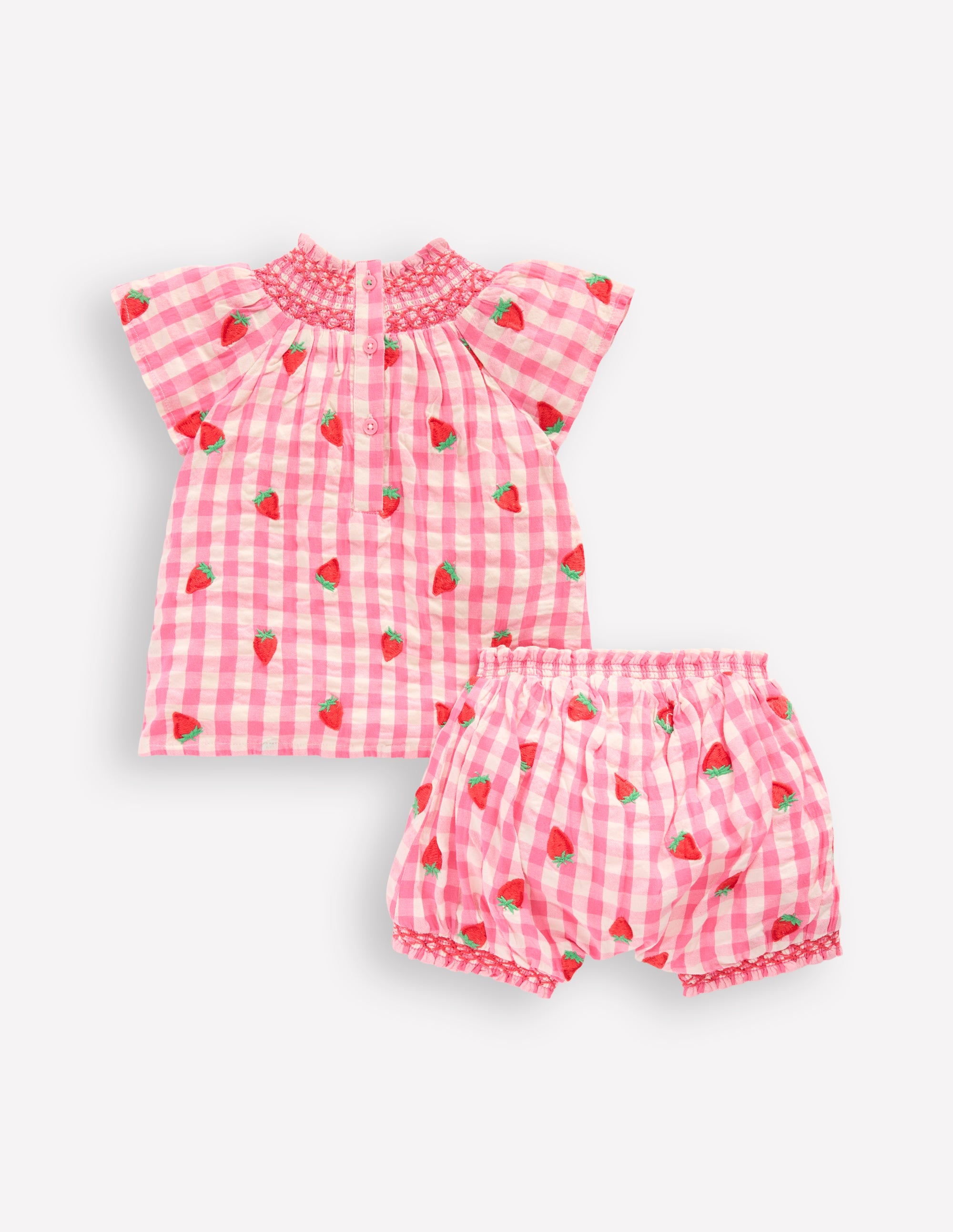 Ensemble smocké-Fraises vichy rose - Image 2