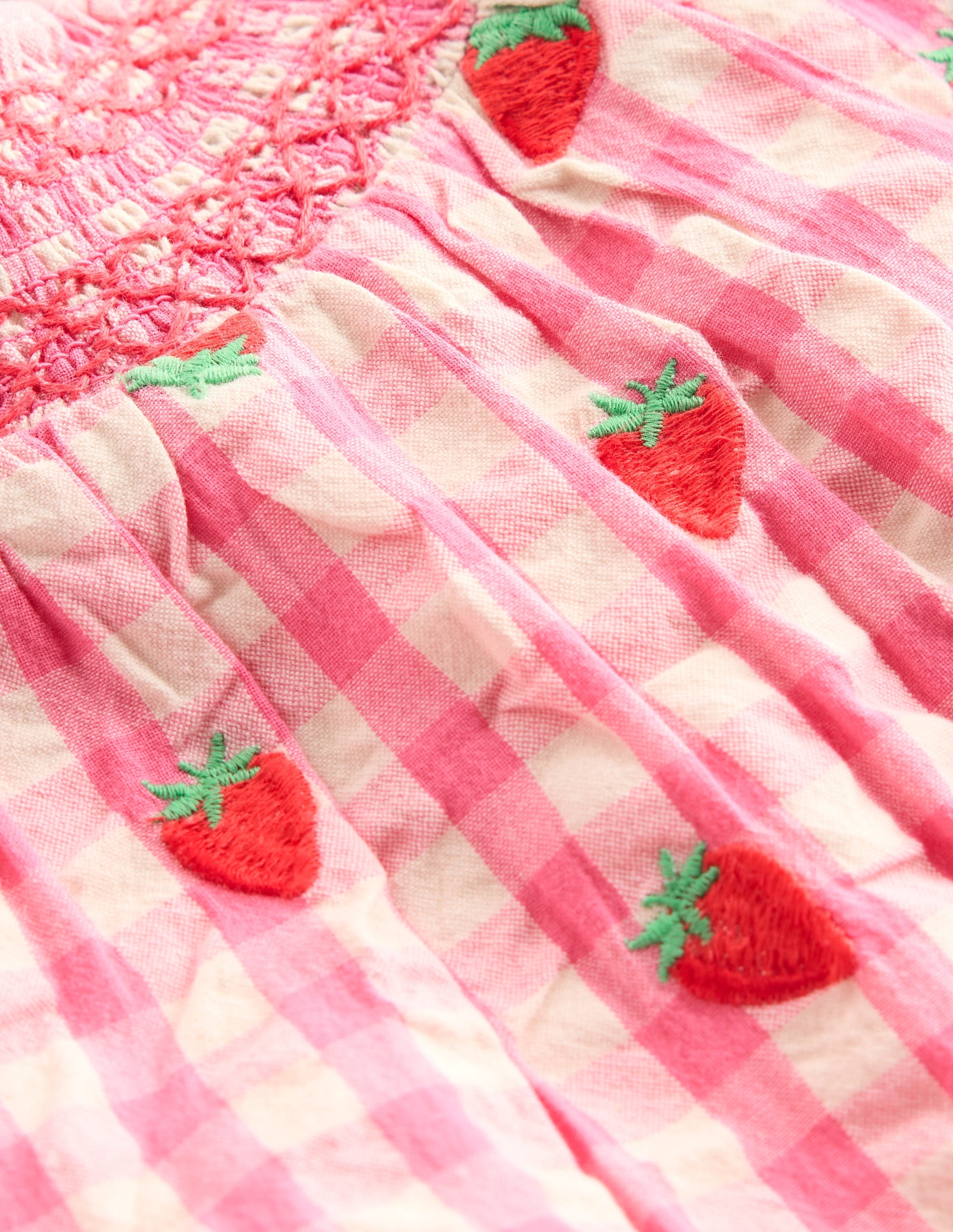 Ensemble smocké-Fraises vichy rose - Image 3
