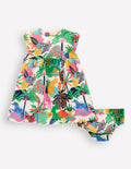 Robe en jersey à manches volantées-Jungle multi lait de coco