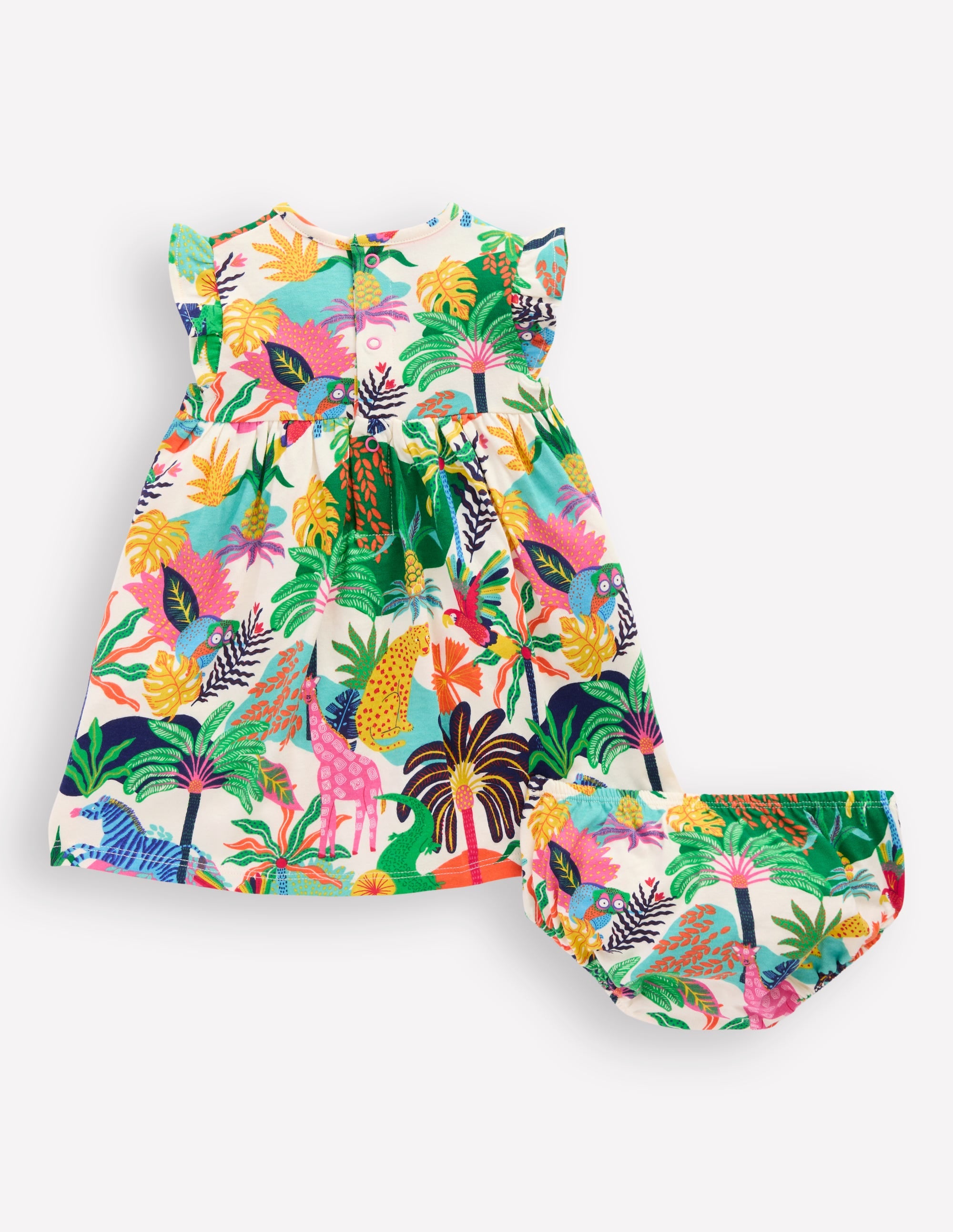 Robe en jersey à manches volantées-Jungle multi lait de coco - Image 2