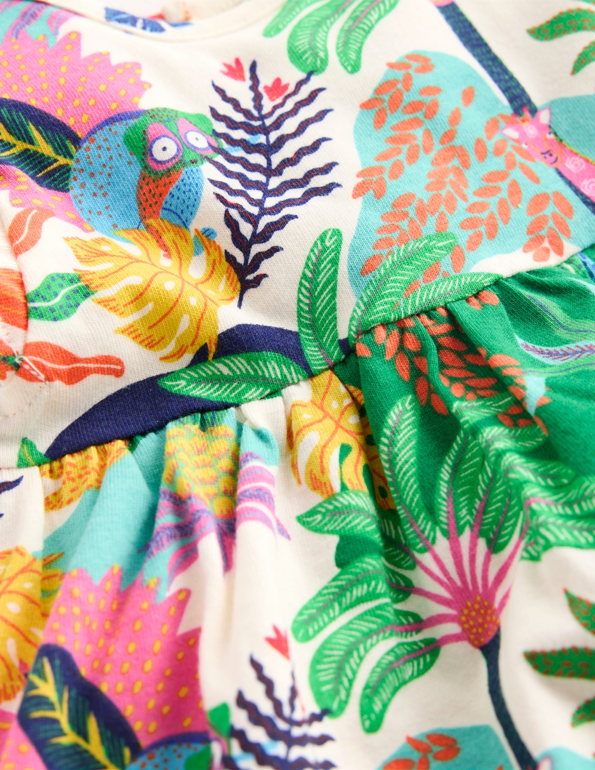 Robe en jersey à manches volantées-Jungle multi lait de coco - Image 3