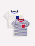 T-Shirts im Doppelpack-Naturweiß Streifen Doppelpack