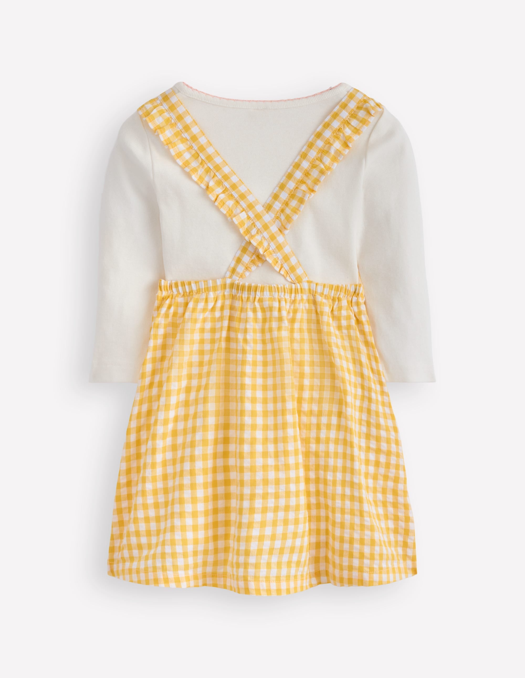 Originelles Schürzenkleid-Set-Gelbes Vichykaro Hase - Image 2