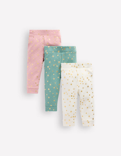 Pointelle-Leggings im 3er-Pack-Bunt Foliensterne-1