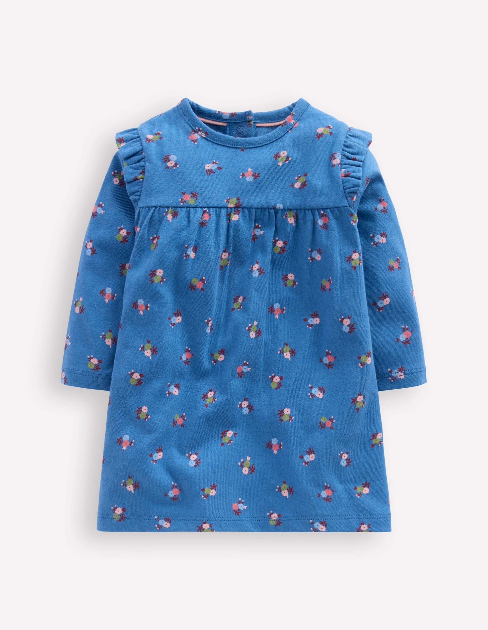 Bedrucktes Jerseykleid-Blau Geblümt-1