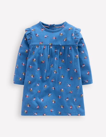 Bedrucktes Jerseykleid-Blau Geblümt