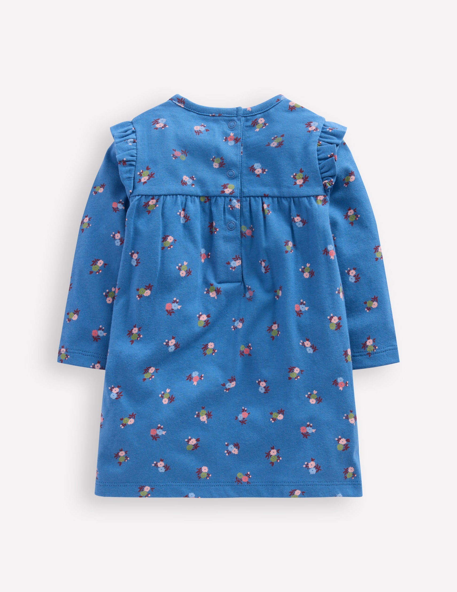 Bedrucktes Jerseykleid-Blau Geblümt-2