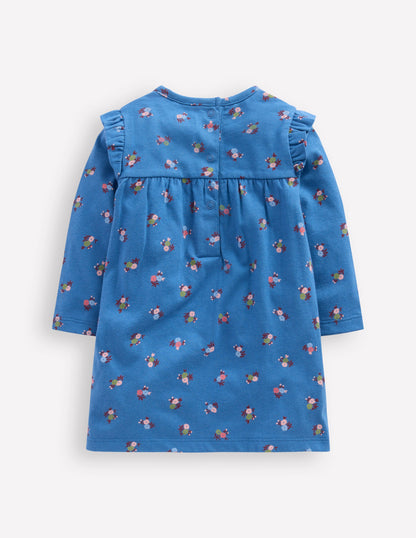 Bedrucktes Jerseykleid-Blau Geblümt-2