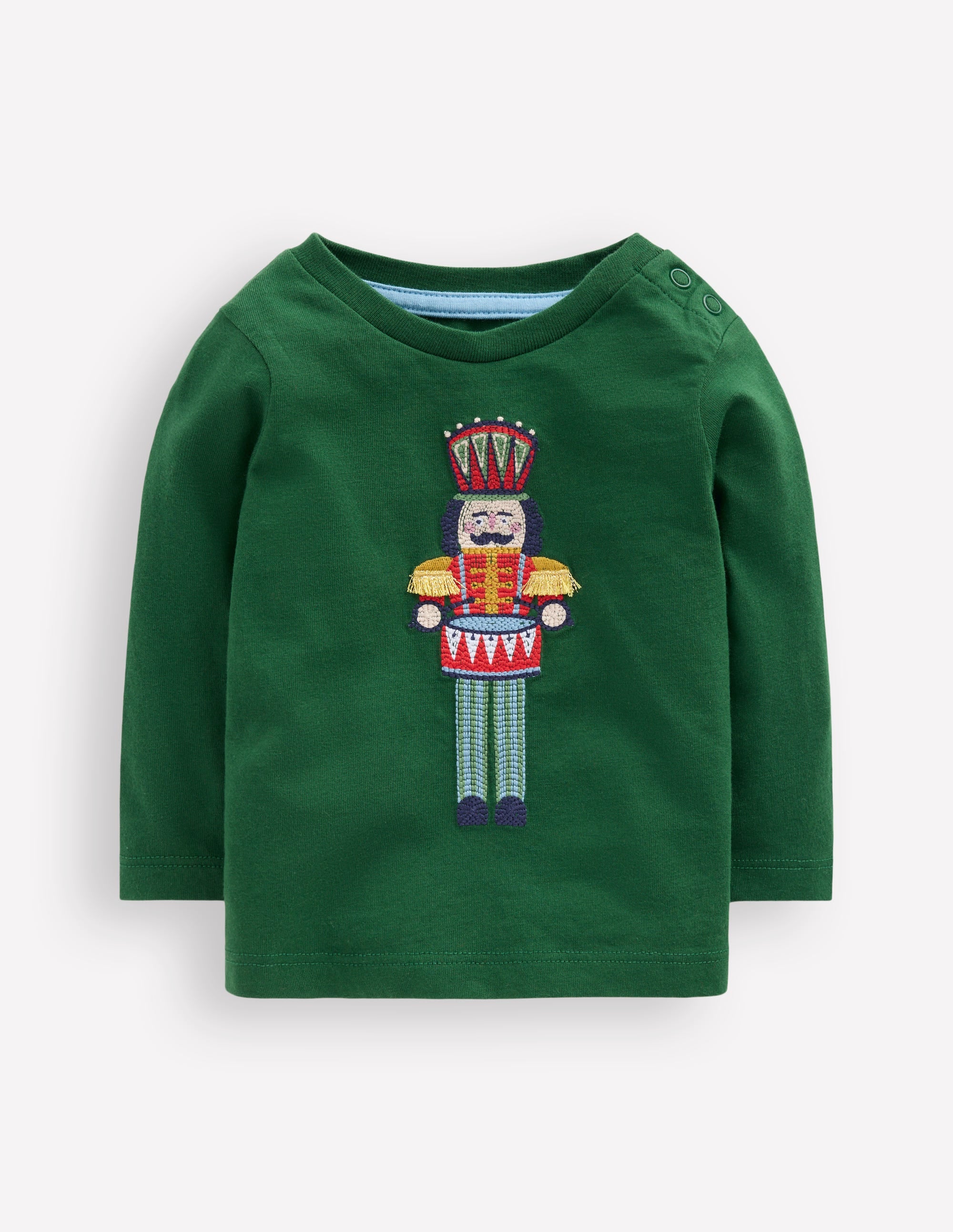 T-shirt manches longues à appliqué-Casse-noisette vert pin - Image 1