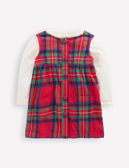 Ensemble avec robe chasuble tissée-Carreaux rouges